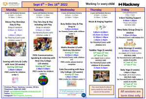 Screenshot of the Autumn Term overview for the Children's Centre. Opens as a link.
